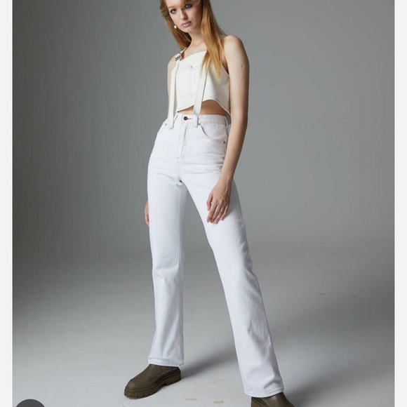SALISA Flare Folded High Waisted White Jeans Size XS or 24 - Picture 1 of 11